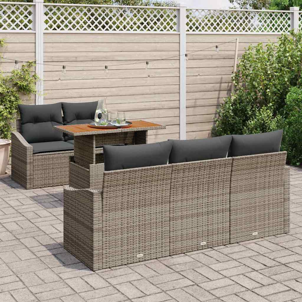 Garten Essgruppe mit Kissen 6 pcs Schwarz und Creme