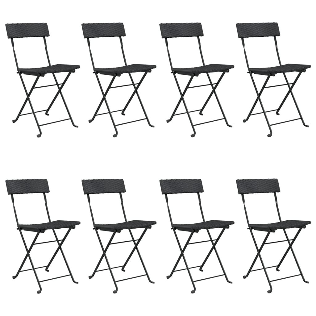 Bistrostühle 4 Stk. Klappbar Schwarz Poly Rattan und Stahl