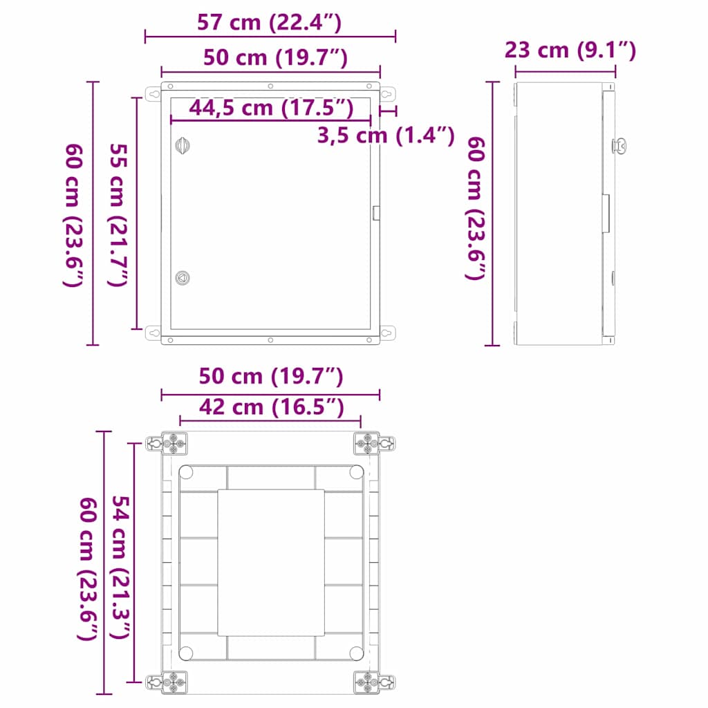 Steuerungsschrank Grau 25 x 13 x 24 cm ABS Kunststoff