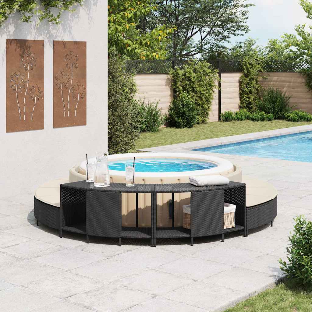 Outdoor-Regale für Whirlpool 2 Stk. Grau Poly Rattan