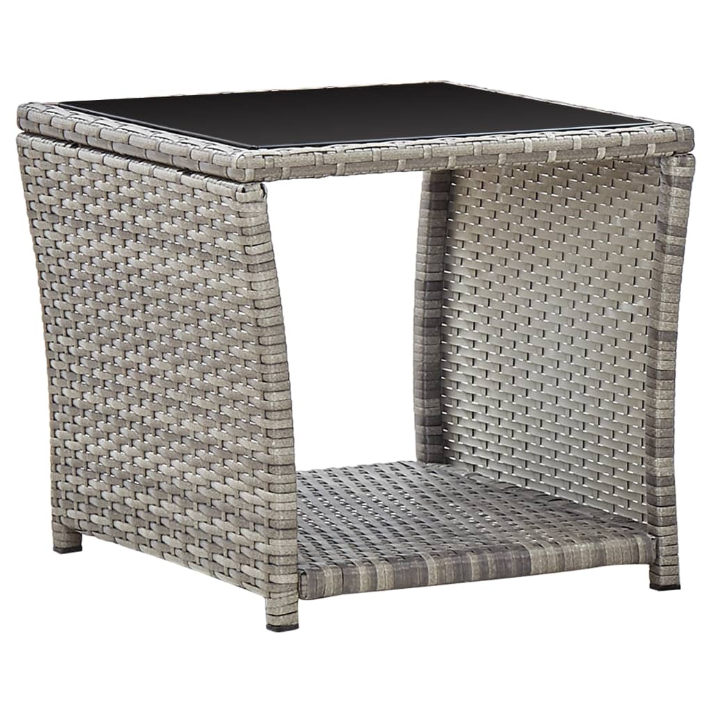 Beistelltisch mit Holzplatte Grau Poly Rattan & Akazienholz