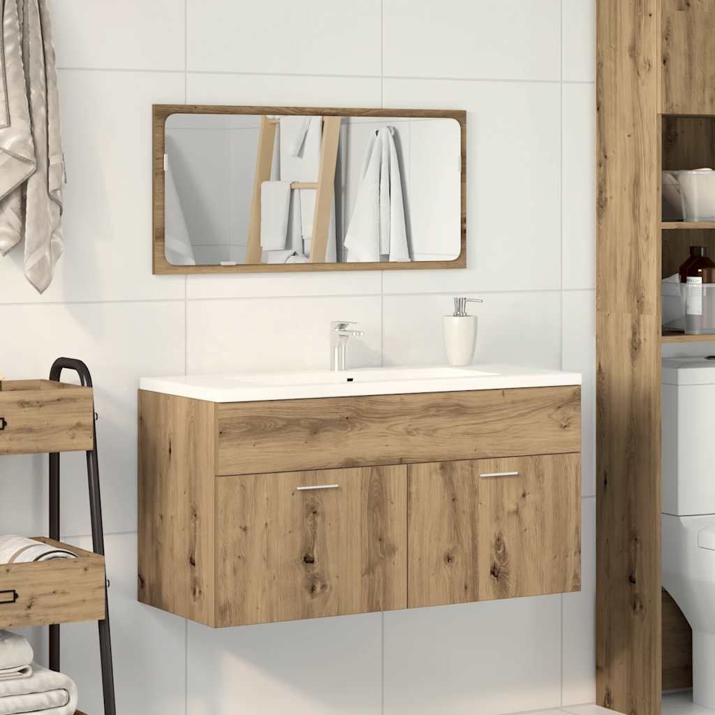 2-tlg. Badmöbel-Set Weiß Holzwerkstoff
