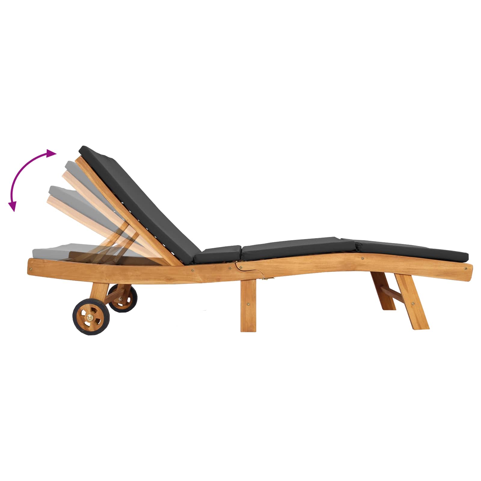 Sonnenliege Braun Massivholz Teak