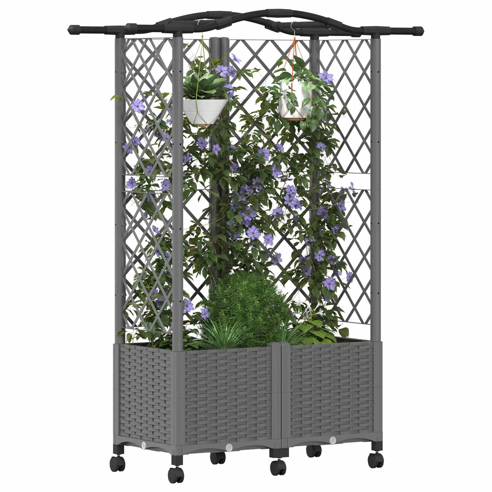 Hochbeet mit Rankgitter und Dach Braun 124 x 40 x 123 cm PP