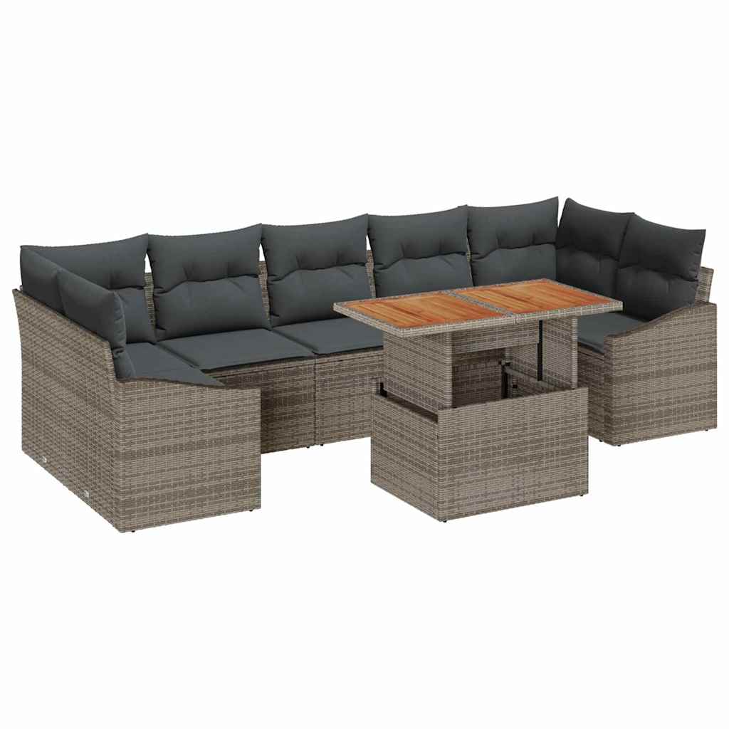 Garten Essgruppe mit Kissen 8 pcs Schwarz und Creme