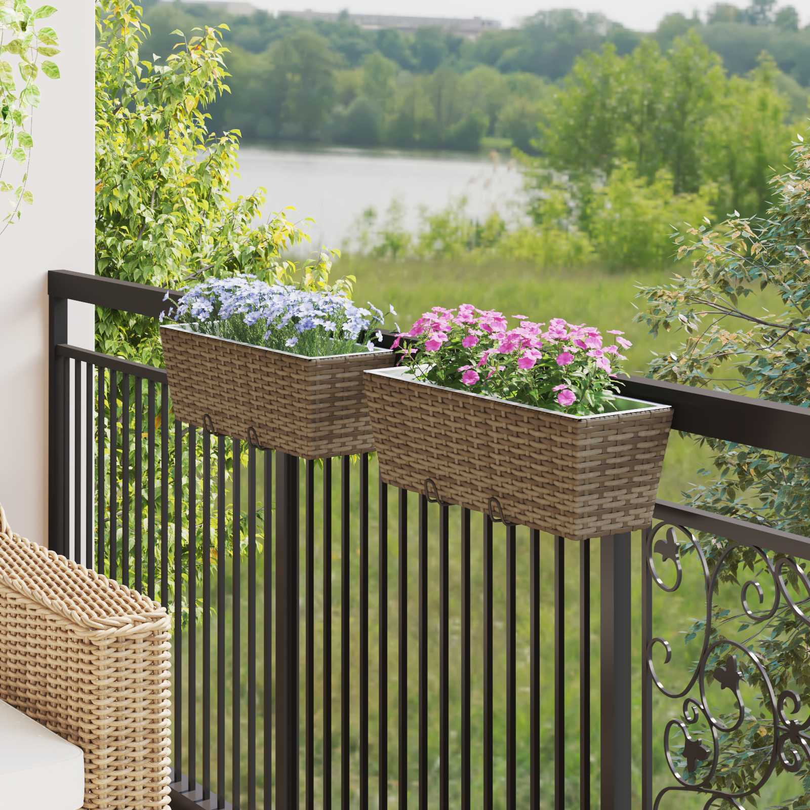 Balkon 2 pcs Schwarz 50 x 17 x 17 cm Metall
