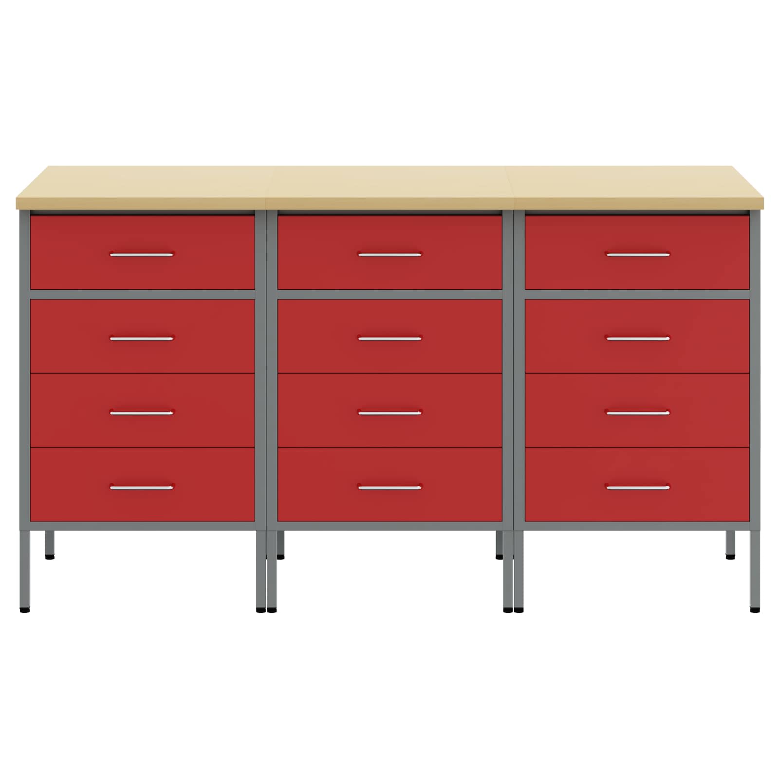 Werkbank mit Schubladen 2 pcs Rot und Grau 100 x 55 x 85 cm