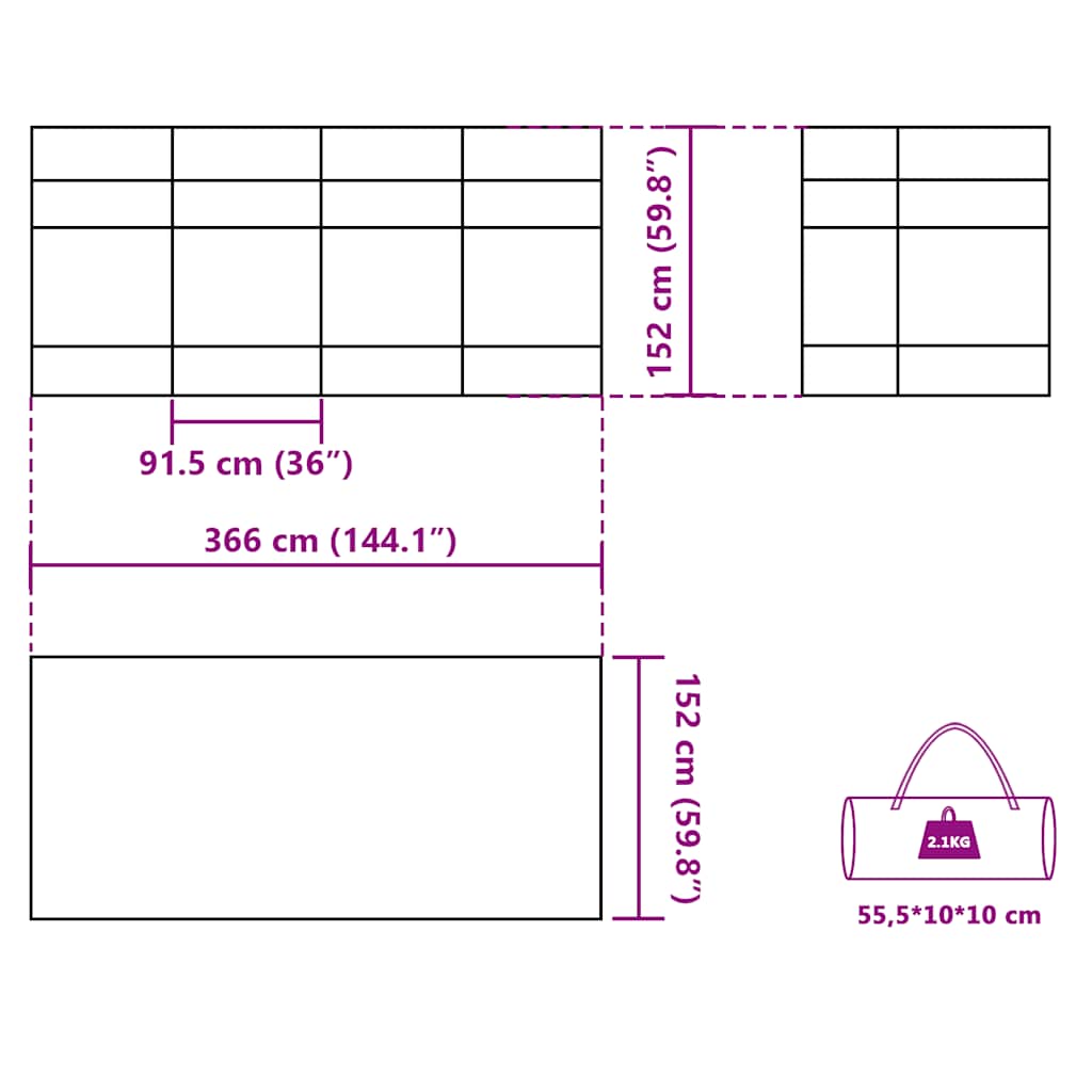 Camping-Windschutz Grün 510x153 cm Wasserdicht