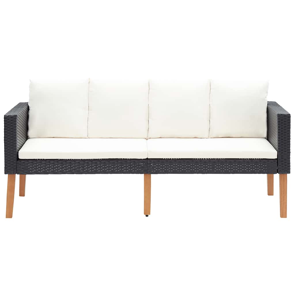 3-Sitzer-Gartensofa mit Auflagen Poly Rattan Beige