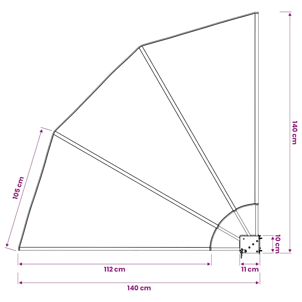Faltbarer Balkonfächer Grau 210×210 cm