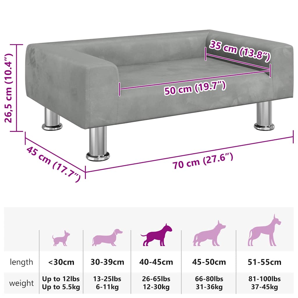Hundebett Blau 70x45x26,5 cm Samt