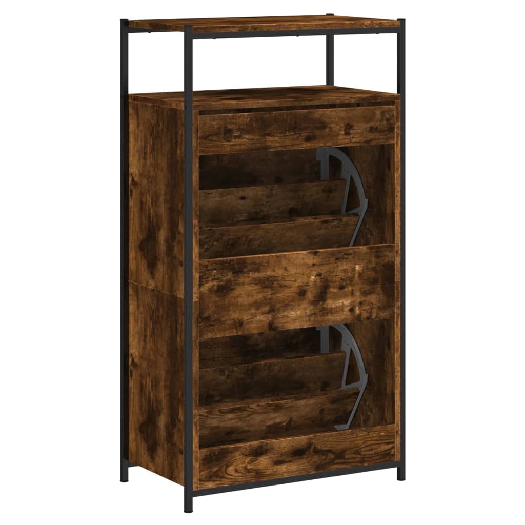 Schuhschrank mit 4 Klappen Sonoma-Eiche 100x34x112 cm