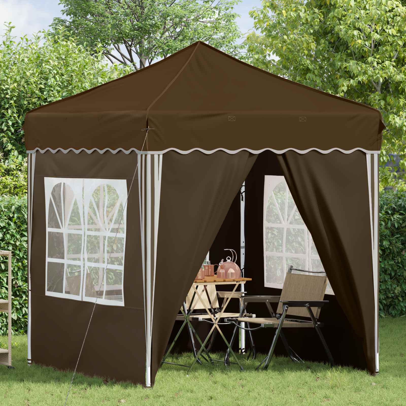 Pop-up Partyzelt 195 x 195 x 245 cm Creme Oxford-Stoff