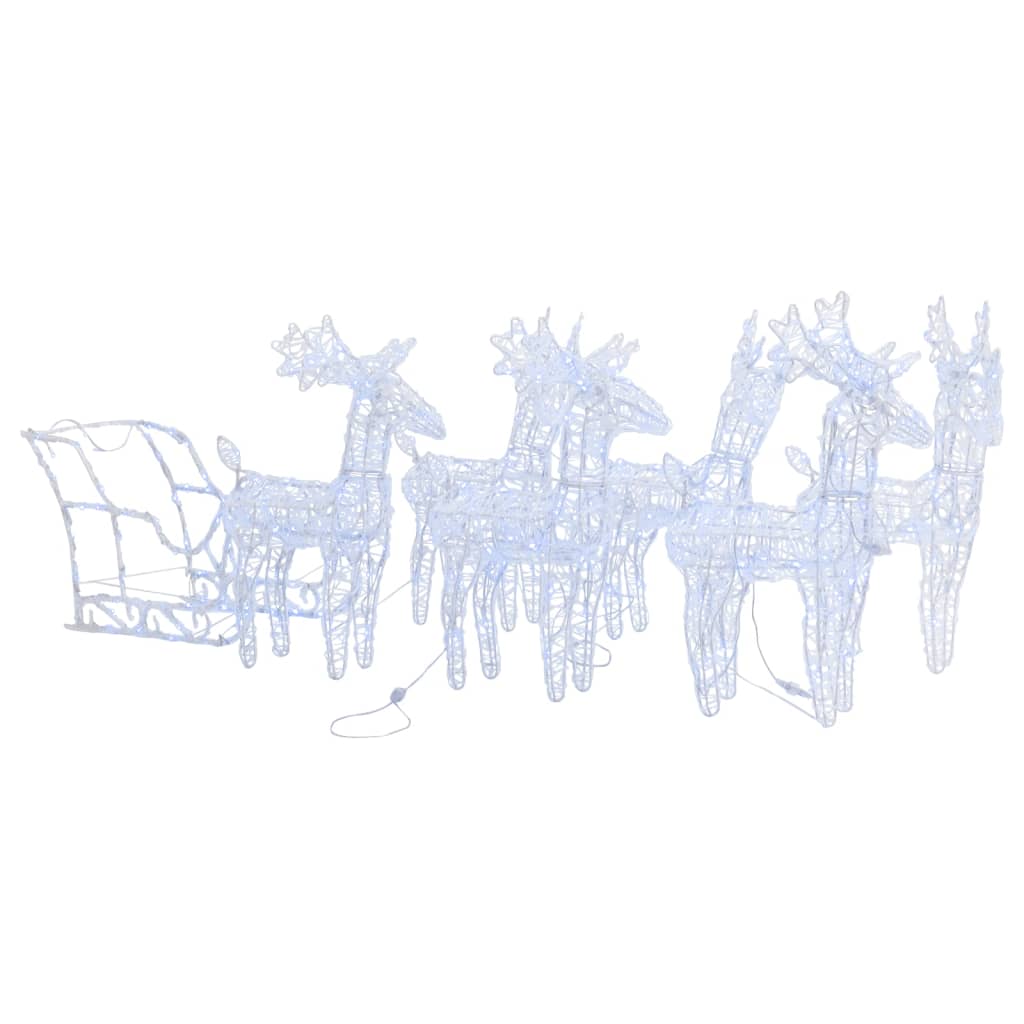 Rentiere & Schlitten Weihnachtsdekoration 160 LEDs 130 cm Acryl
