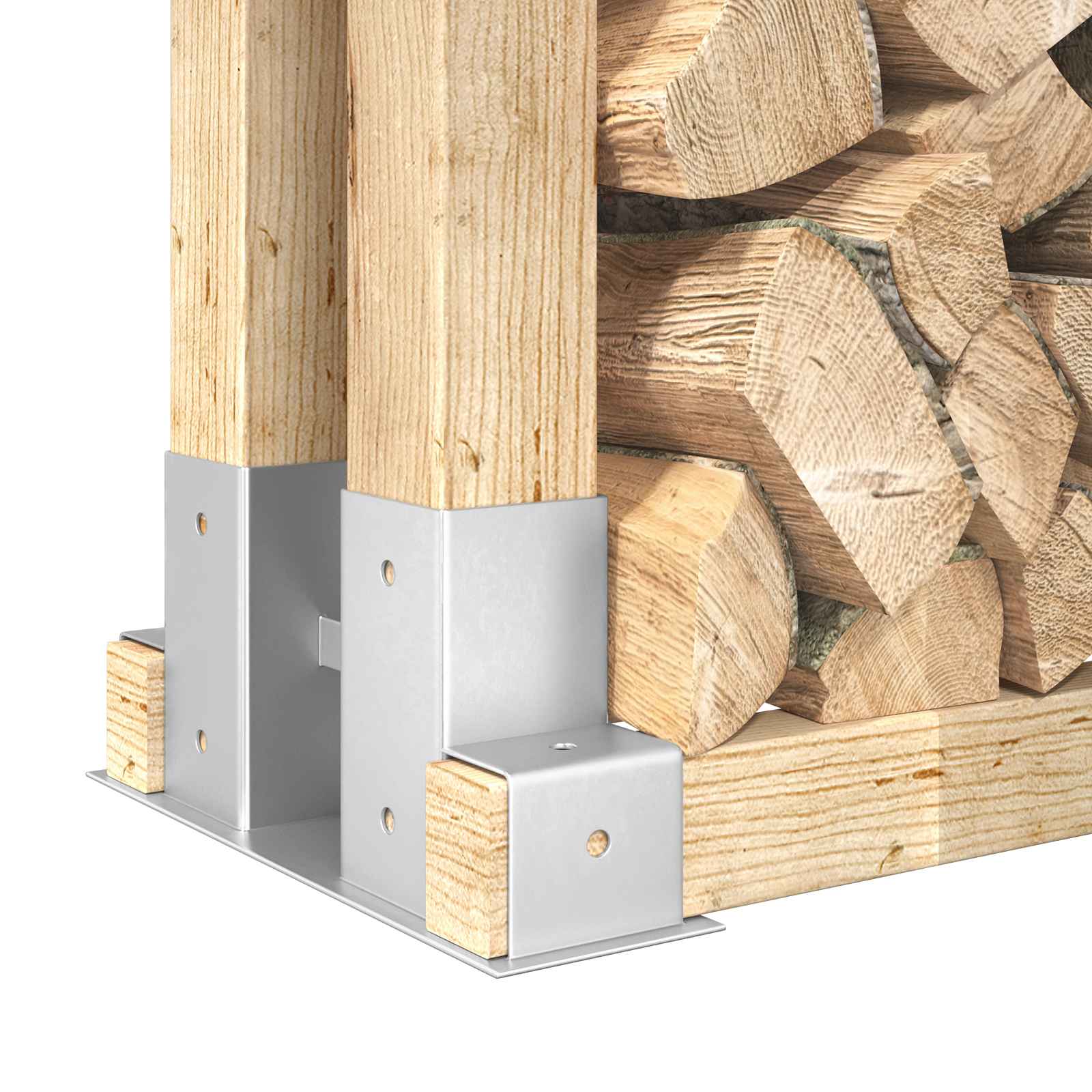 Holzstapelhalter 8 Stk. Stahl Silbern