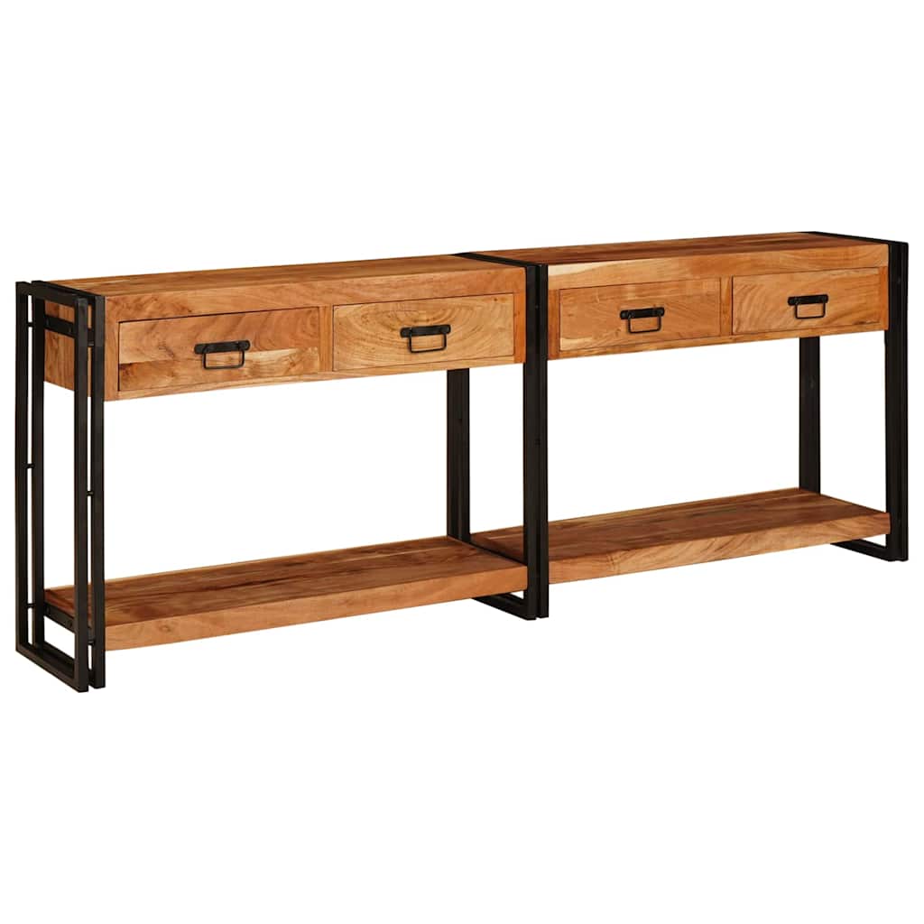 Konsolen-Tische 2 pcs Braun 161 x 33 x 75 cm Massivholz Mango