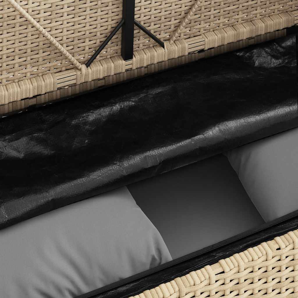 Gartenbank mit Kissen Schwarz Poly Rattan
