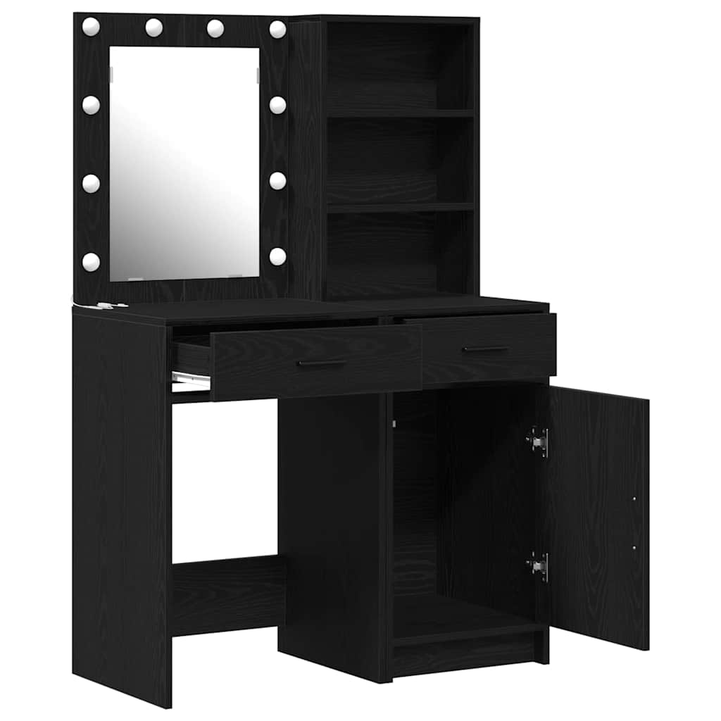 Schminktischset mit LED mit Schubladen 2 pcs Weiß Holzwerkstoff