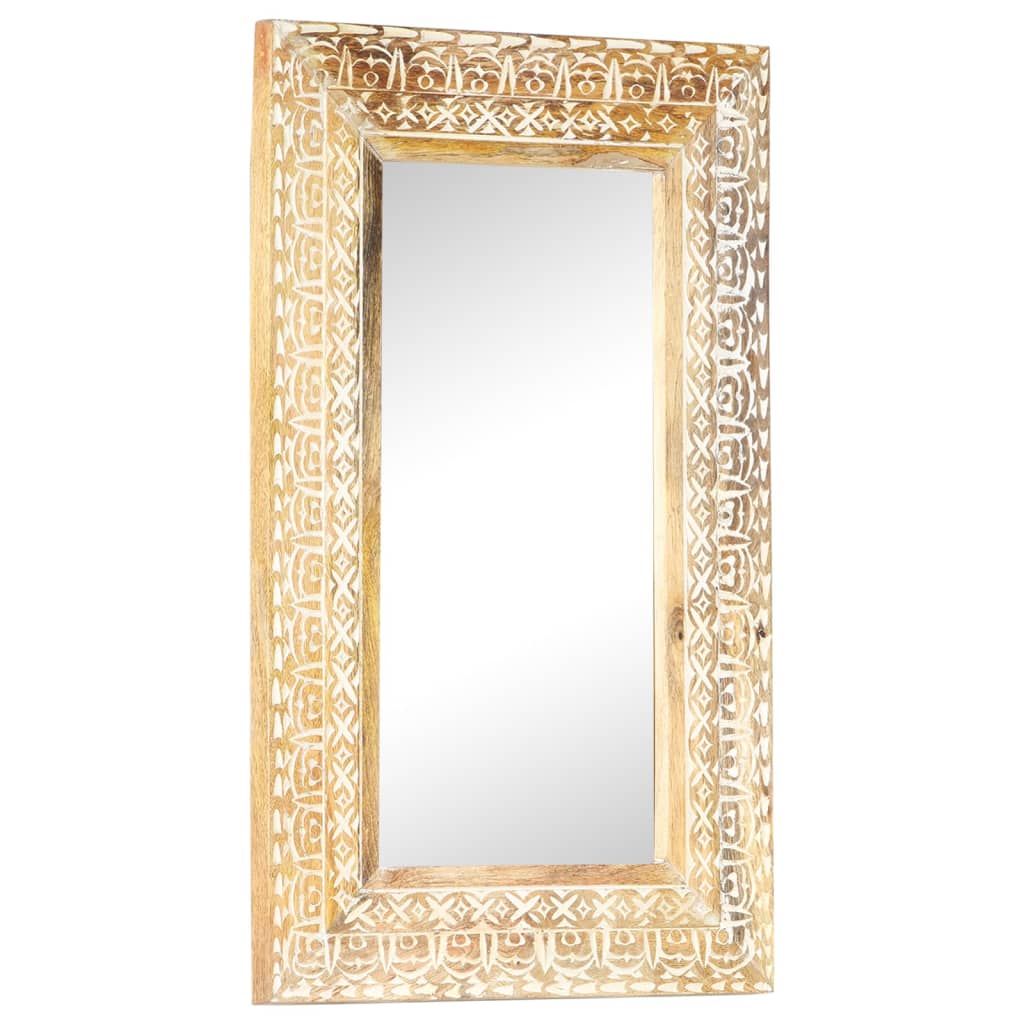 Spiegel Handgeschnitzt 50x50x2,6 cm Massivholz Mango