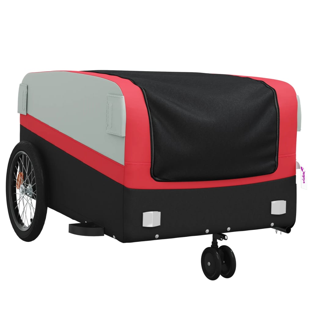 Fahrradanhänger Schwarz und Rot 30 kg Eisen