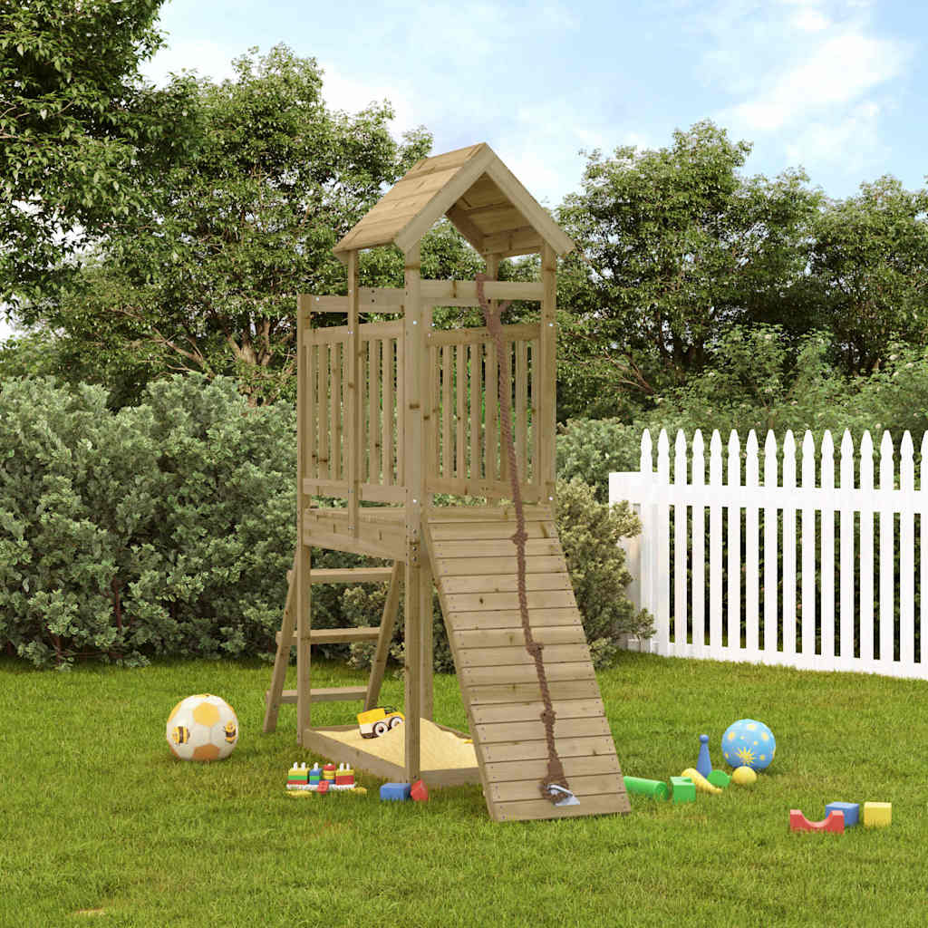 Spielturm mit Kletterwand Massivholz Kiefer