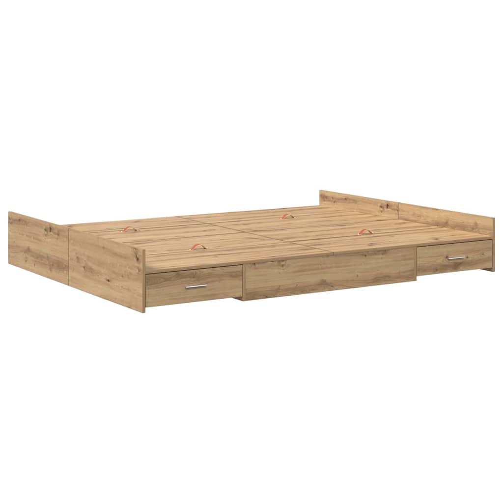 Aufbewahrungsbettgestell Weiß 200 x 200 cm Holzwerkstoff