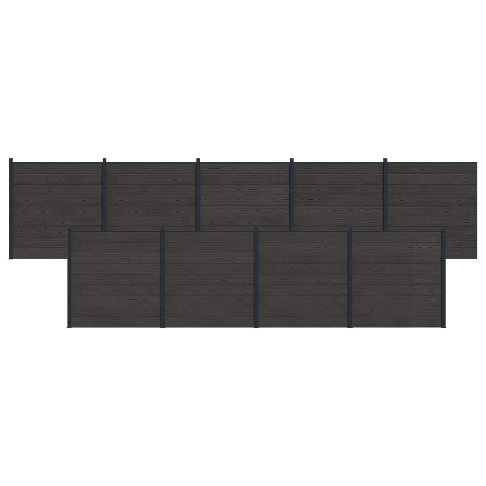 Zaunelement WPC 180x186 cm Schwarz