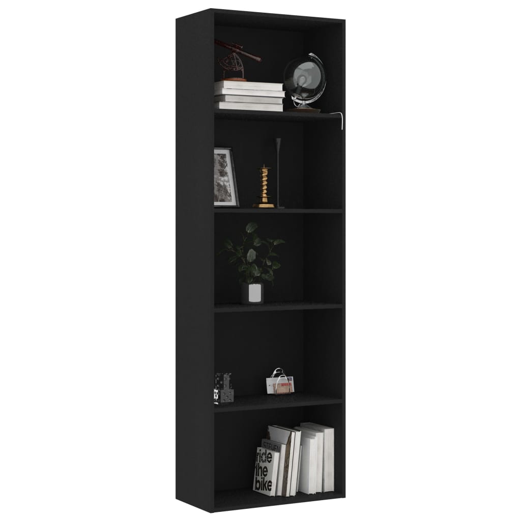 Bücherregal Schwarz Eichen-Optik 80x30x189 cm Holzwerkstoff