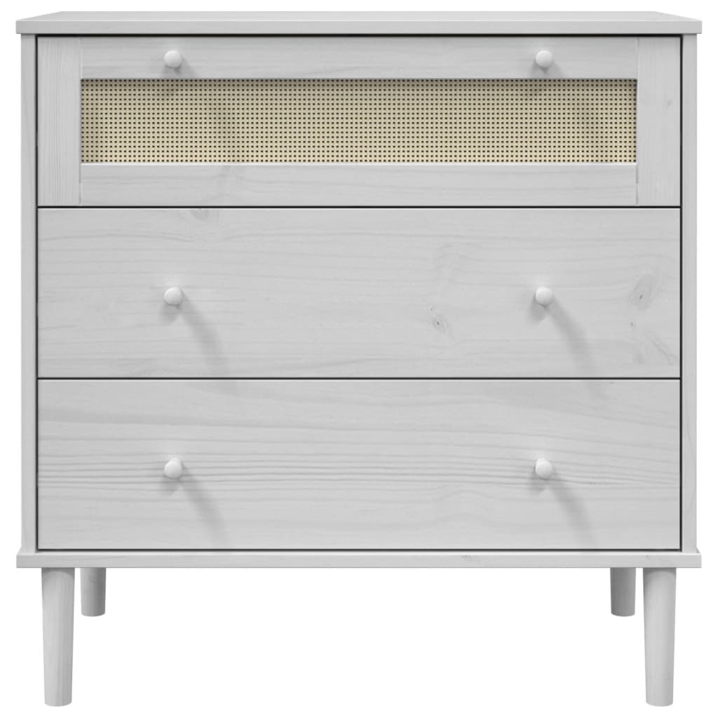 Schubladenkommode SENJA Rattan-Look Braun 80x40x80 Kiefernholz
