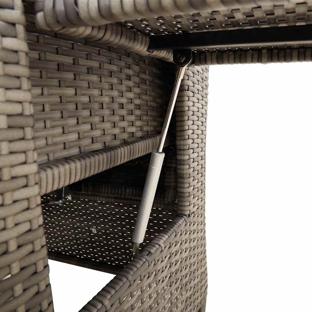 Gartensessel mit Beistelltisch Verstellbar Schwarz Poly Rattan