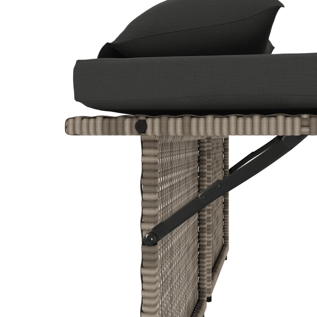 Gartenbank Verstellbar mit Kissen Schwarz Poly Rattan