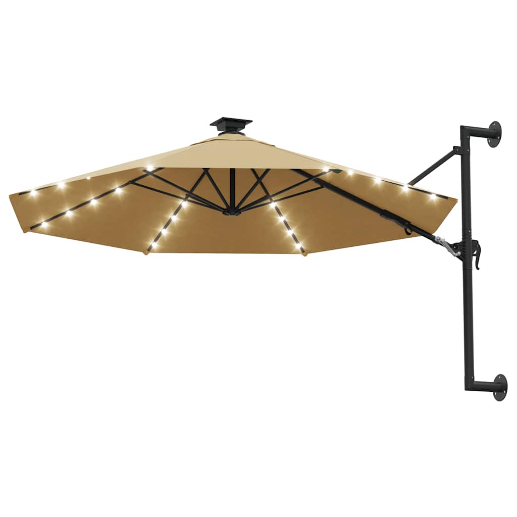 Sonnenschirm zur Wandmontage mit LEDs 300 cm Grün