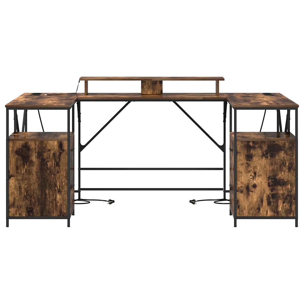 Schreibtisch mit Regal Schwarz Eichen-Optik 182 x 101 x 87,5 cm