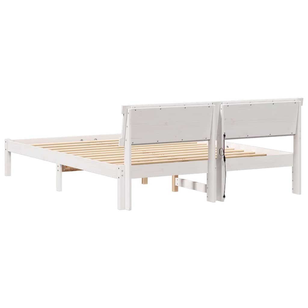 Bettgestell mit Kopfteil Braun 200 x 200 cm Massivholz Kiefer