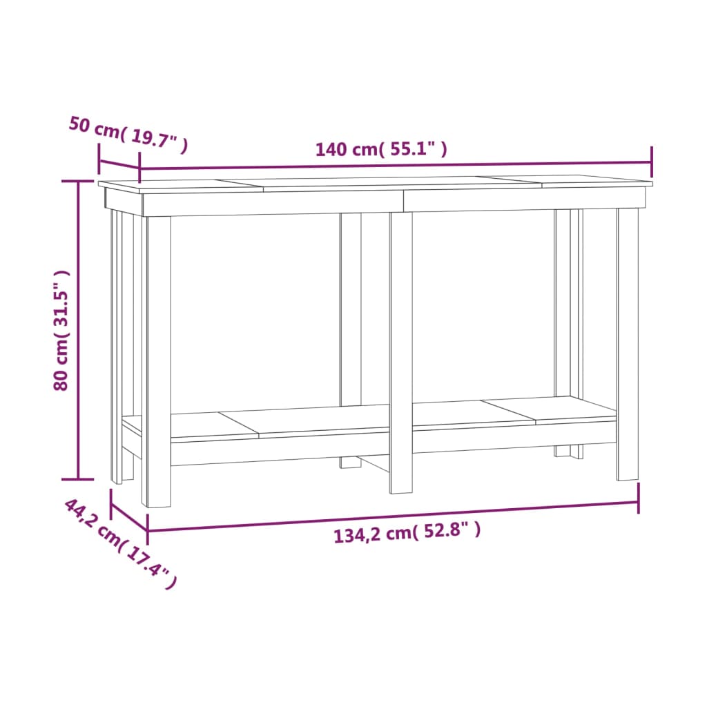 Werkbank 80x50x80 cm Massivholz Kiefer