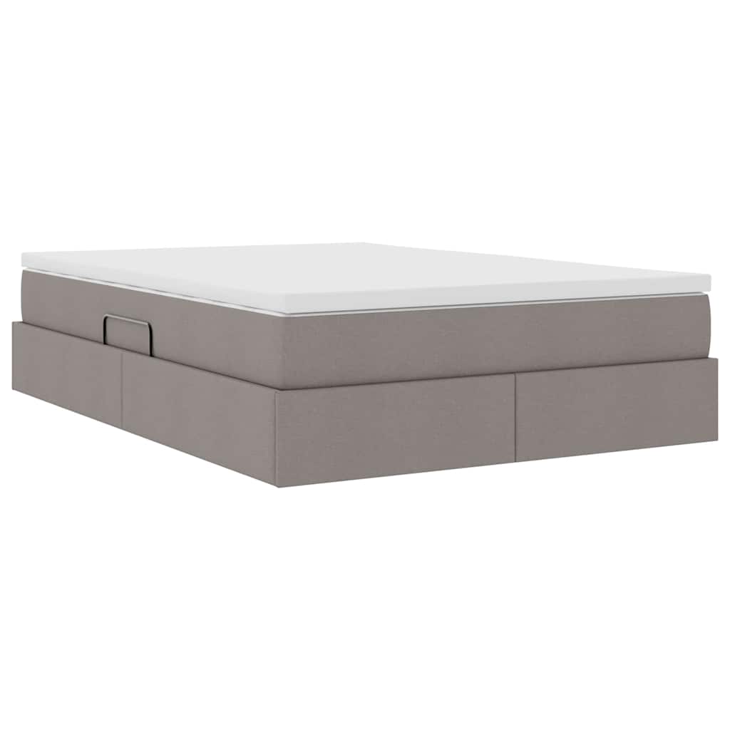 Aufbewahrungsbett mit Matratze Hellgrau 90 x 190 cm Polyester