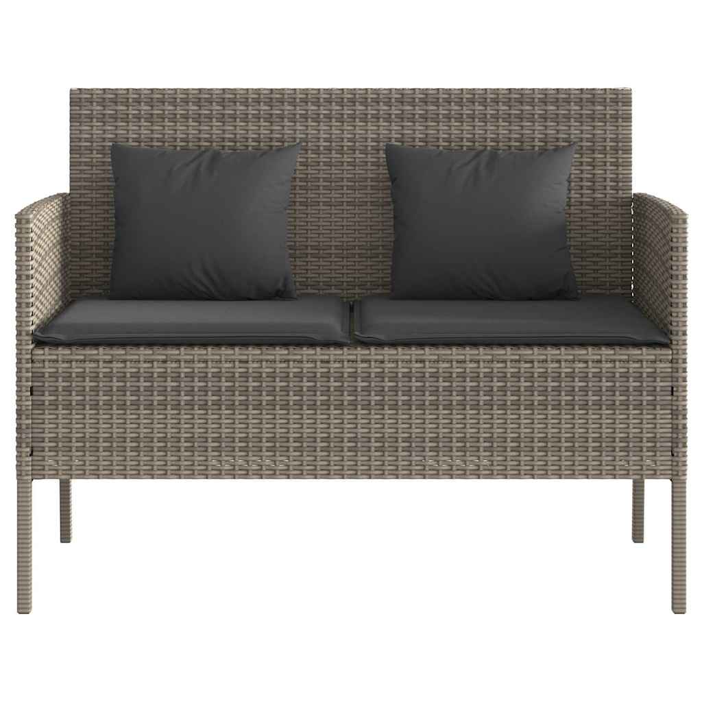 Gartenbank mit Kissen Schwarz Poly Rattan