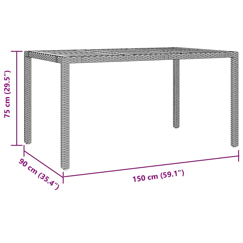 Garten Essgruppe 3 pcs Schwarz Poly-Rattan