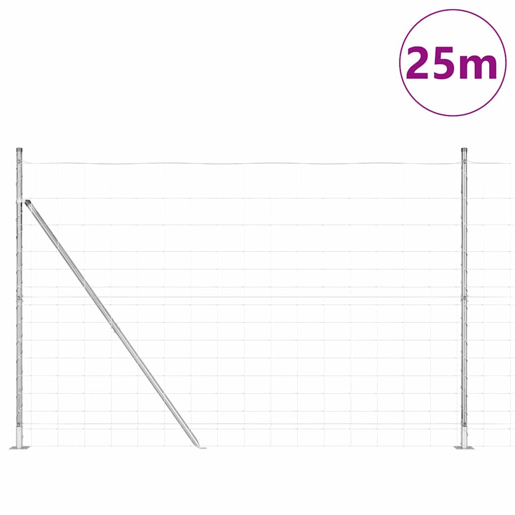 Ground Fix Geschweißter Drahtzaun 25 x 0,8 m Silber Netz