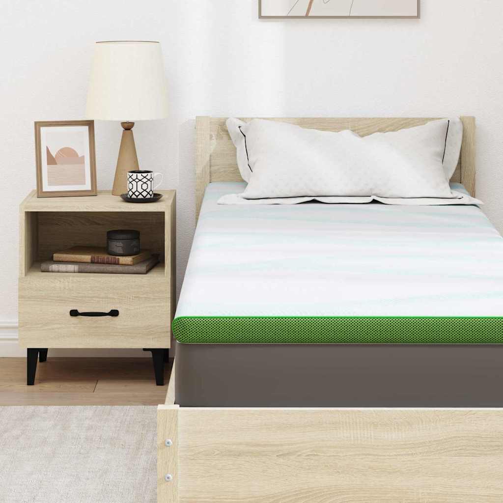 Matratzenauflage Weiß und Grün 80 x 200 cm Jacquard Stoff