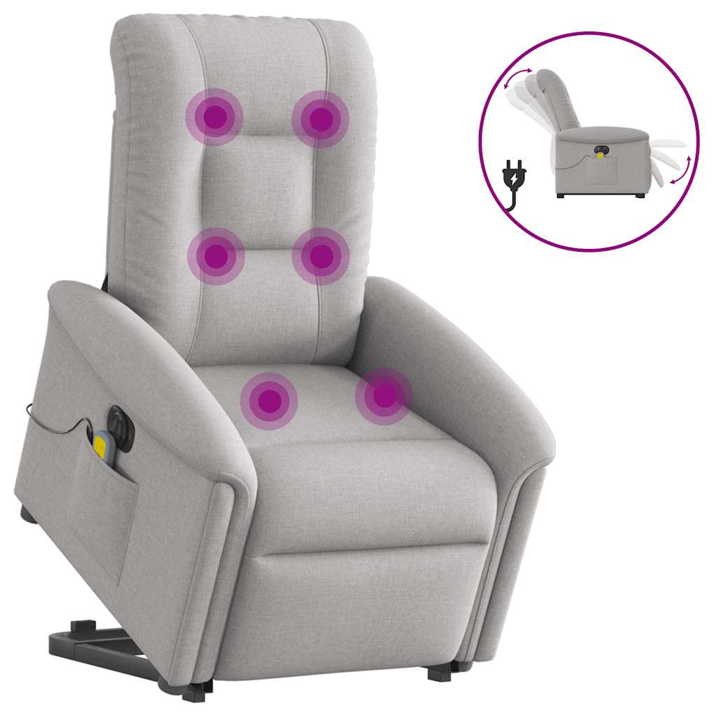 Massagesessel mit Aufstehhilfe Hellgrau Stoff