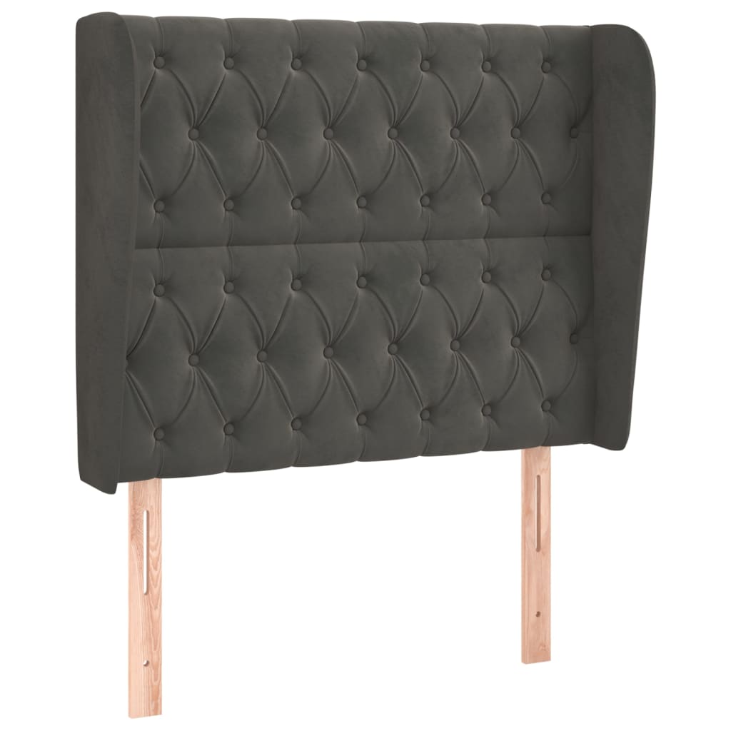 Kopfteil mit Ohren Dunkelblau 93x23x78/88 cm Samt