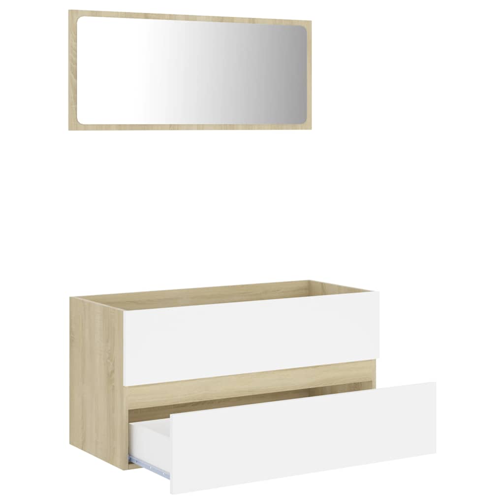 2-tlg. Badmöbel-Set Weiß Holzwerkstoff