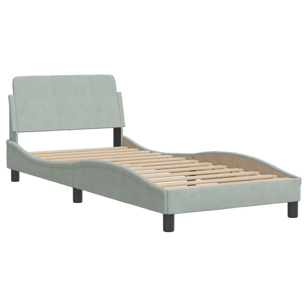 Bett mit Matratze "Dover" Hellgrau 80x200 cm Samt