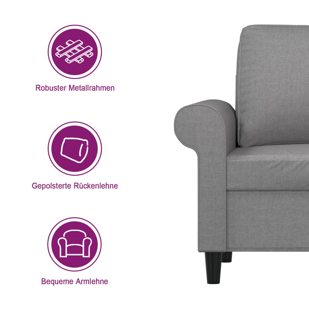 2-Sitzer-Sofa Hellgrau 120 cm Stoff
