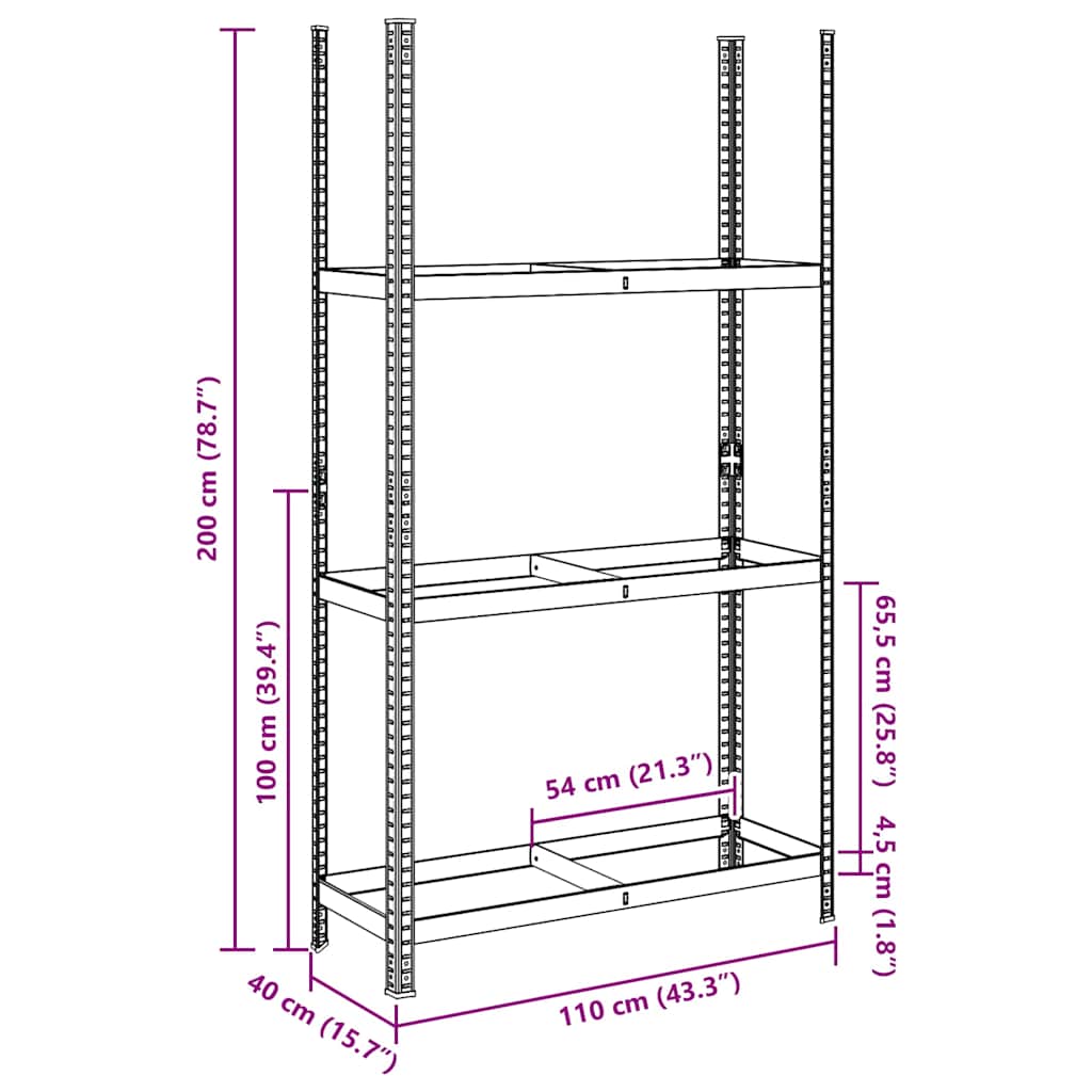 Reifenregal mit 2 Böden Silbern 110x40x109 cm Stahl