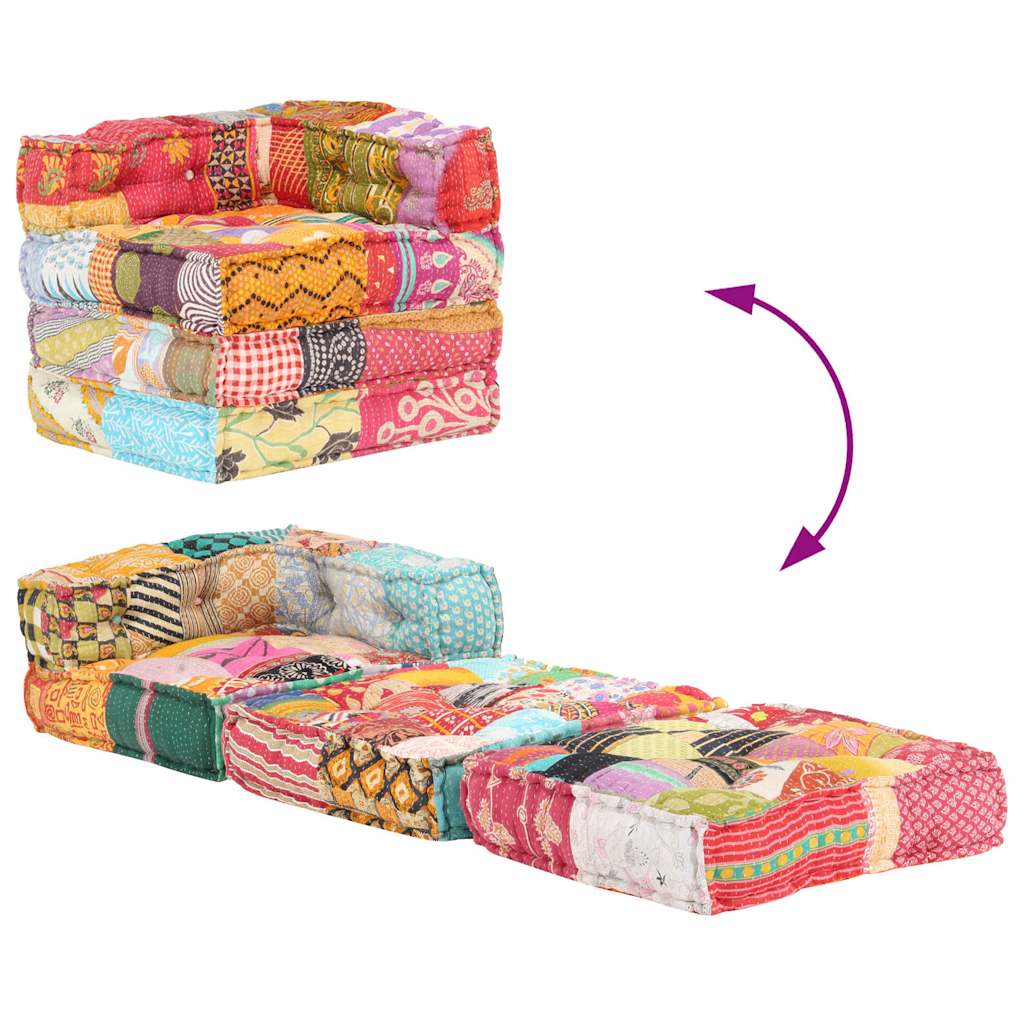 2-Sitzer Modularer Pouf Patchwork Stoff