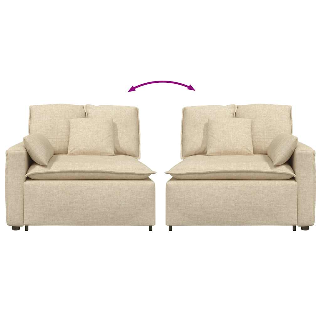 Modulares Sofa Endmodul mit Armlehne Kissen Hellgrau 100 cm