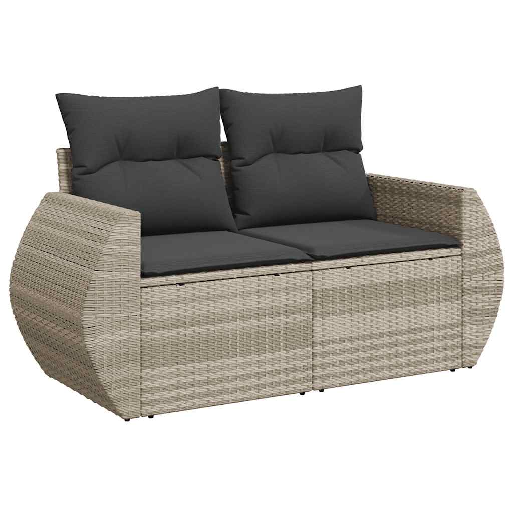 10-tlg. Garten-Sofagarnitur mit Kissen Schwarz Poly Rattan