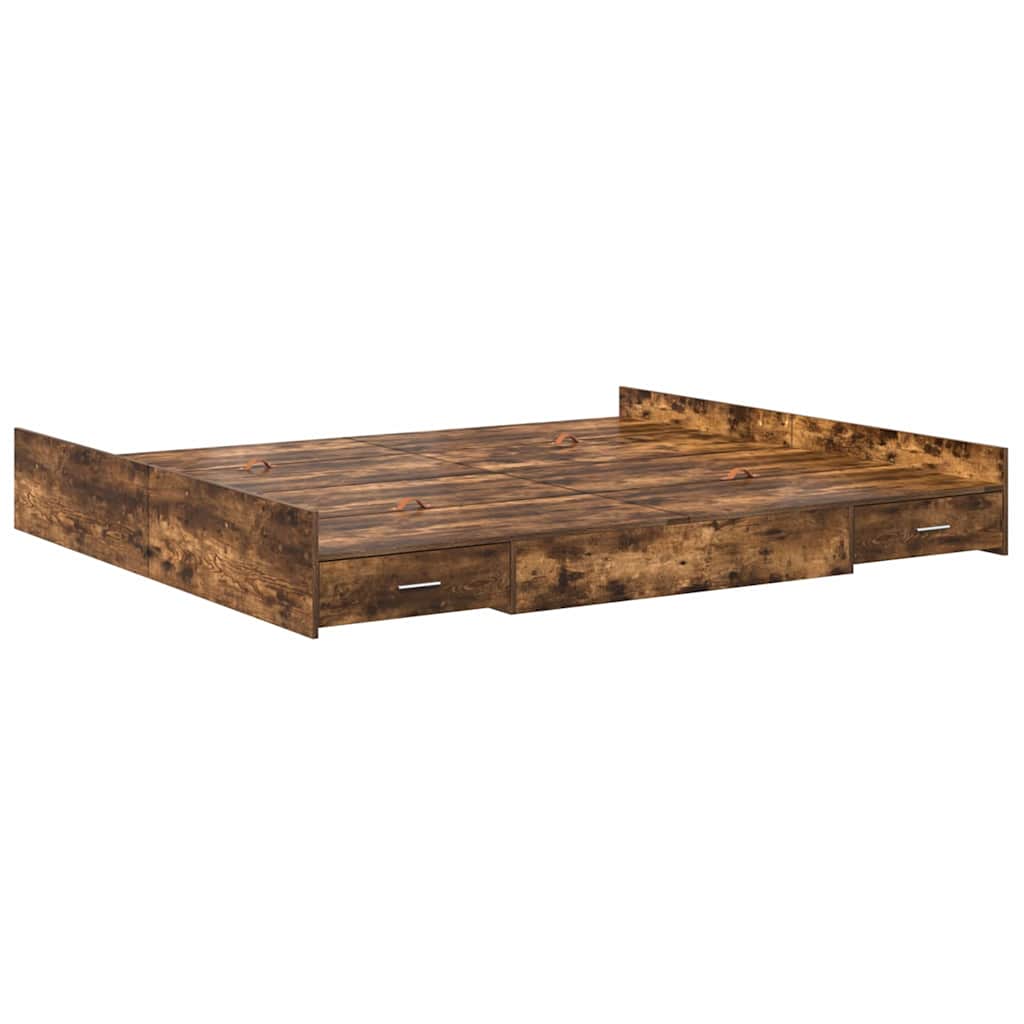 Aufbewahrungsbettgestell Weiß 200 x 200 cm Holzwerkstoff